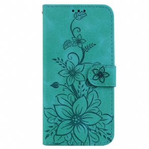 Leren Hoesje voor iPhone 15 Pro Max Met Ketting Bloemenband