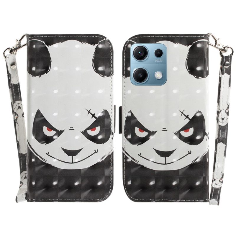 Folio-hoesje Xiaomi Redmi Note 14s Telefoonhoesje Boze Panda Met Koord