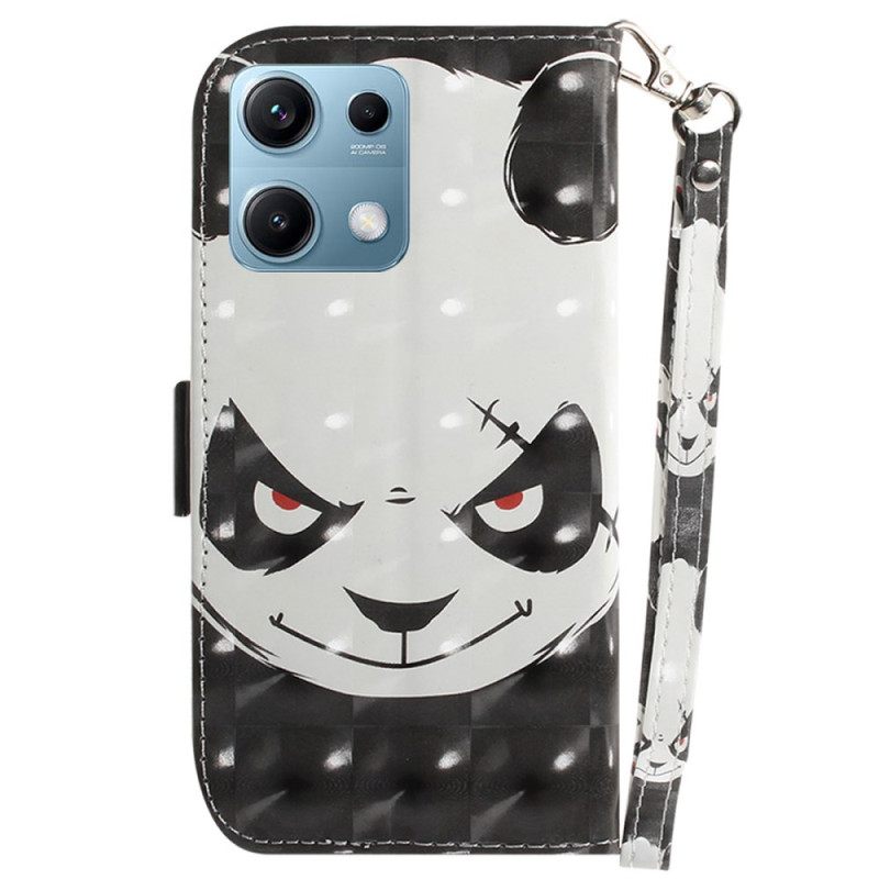 Folio-hoesje Xiaomi Redmi Note 14s Telefoonhoesje Boze Panda Met Koord