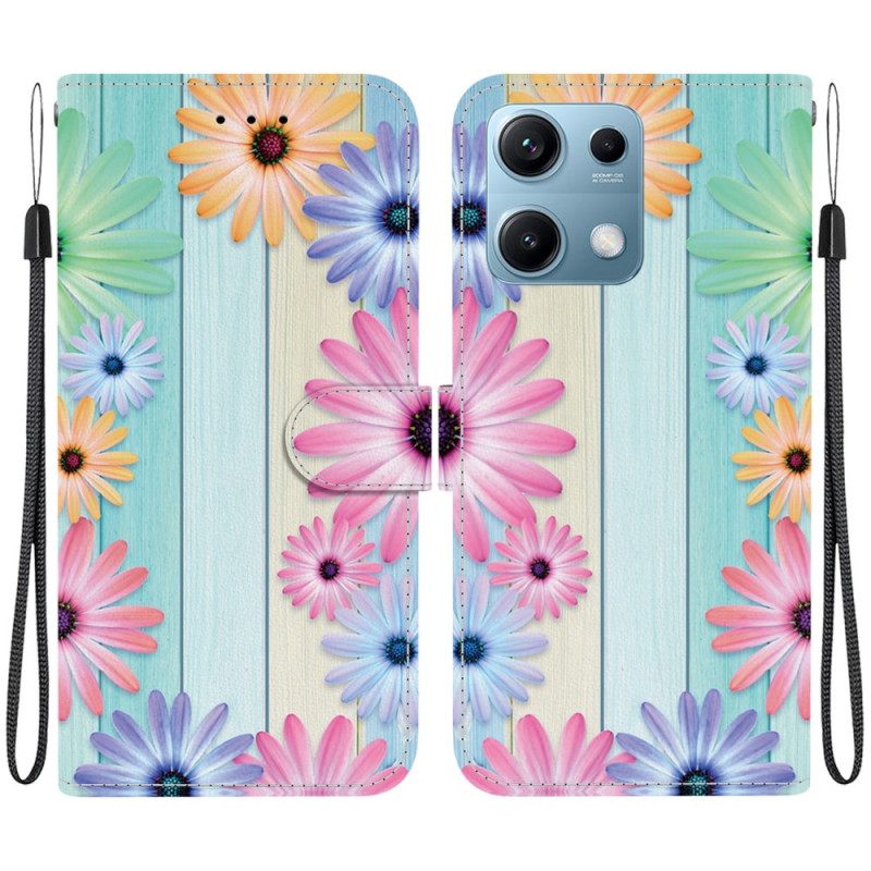 Folio-hoesje Xiaomi Redmi Note 14s Telefoonhoesje Sleutelkoord Met Zonnebloempatroon