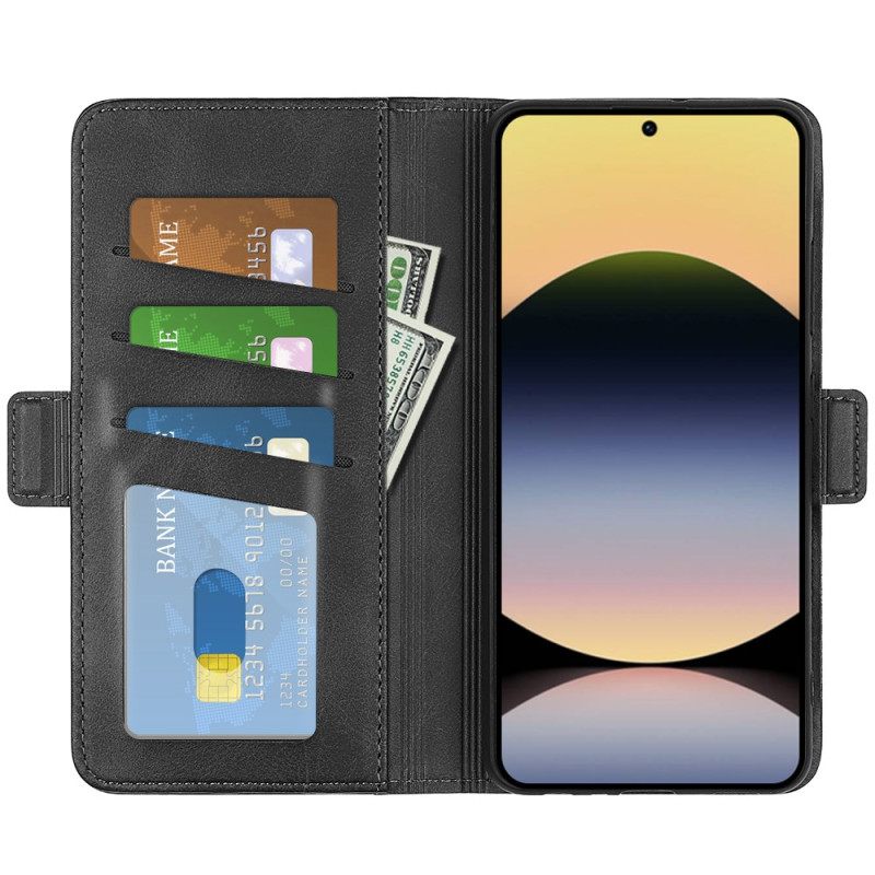 Leren Hoesje Voor Xiaomi Redmi Note 14s Dubbele Magnetische Sluiting