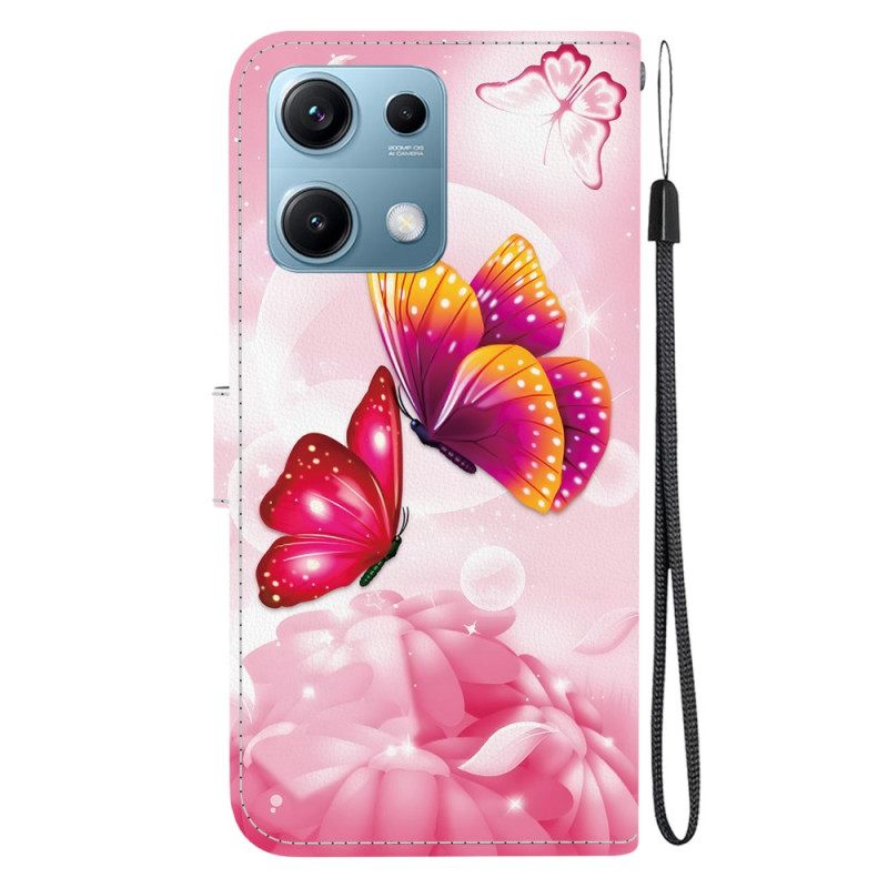 Leren Hoesje Voor Xiaomi Redmi Note 14s Roze Vlinders