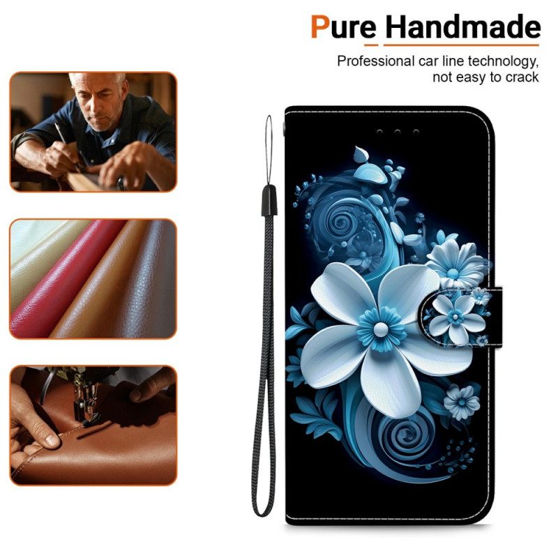 Leren Hoesje Voor Xiaomi Redmi Note 14s Zwarte Orchidee