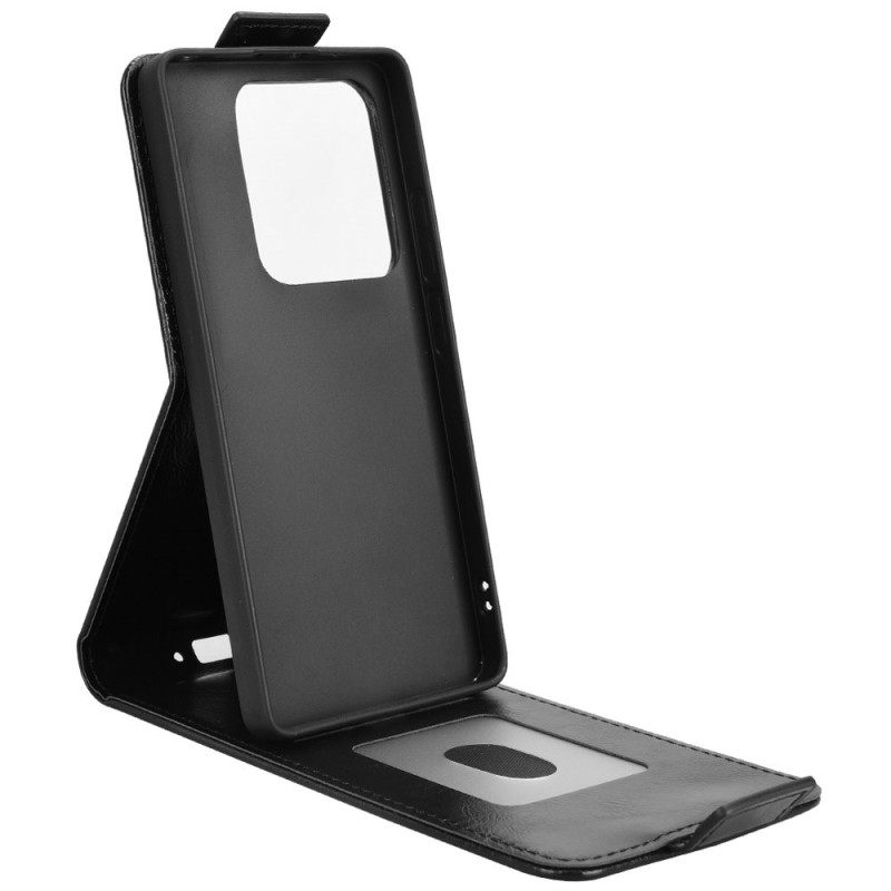 Leren Hoesje Xiaomi Redmi Note 14s Ontwerp Met Verticale Klep Bescherming Hoesje