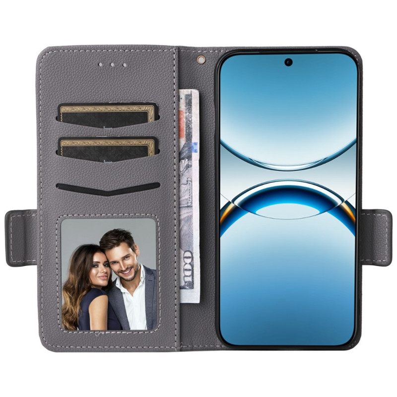 Leren Hoesje Oppo Find X8 Lycheekleurig Imitatieleer Bandje Bescherming Hoesje