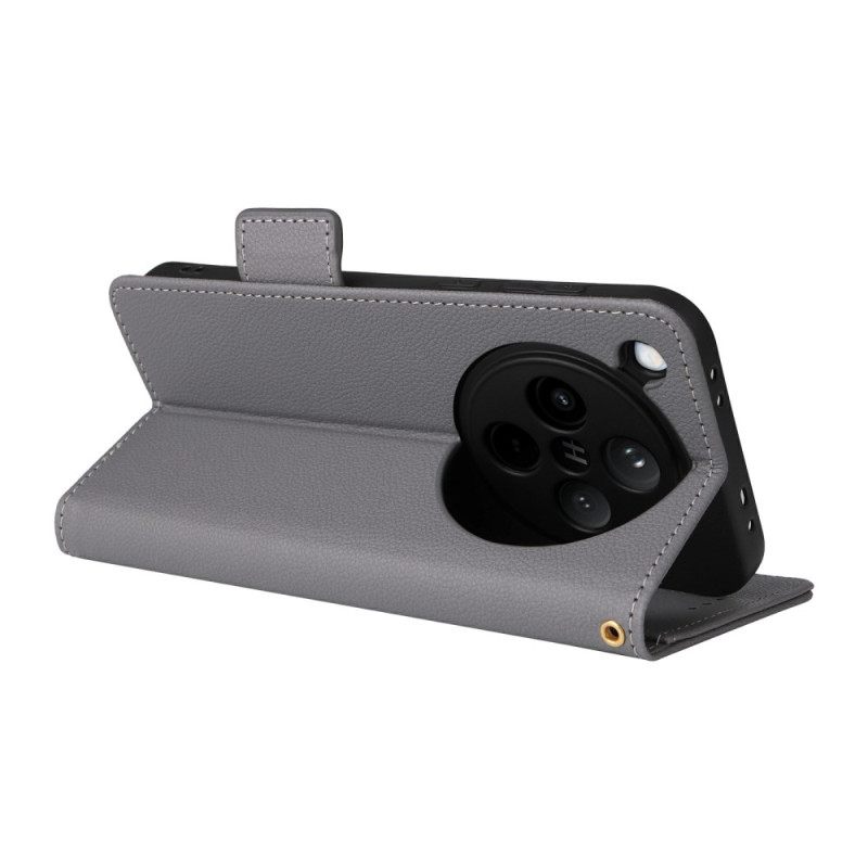 Leren Hoesje Oppo Find X8 Lycheekleurig Imitatieleer Bandje Bescherming Hoesje