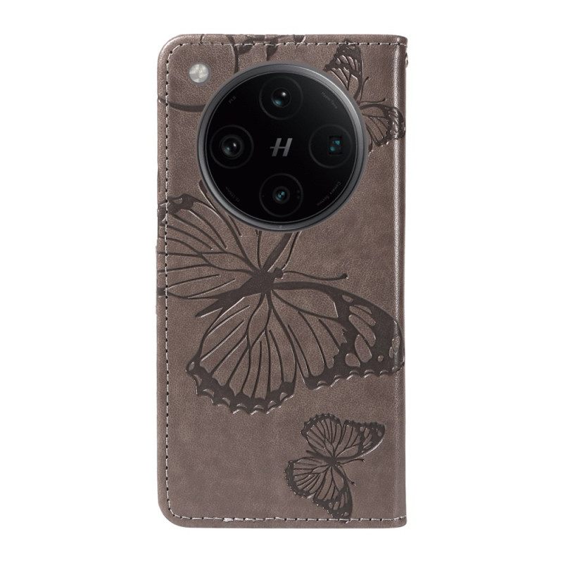 Leren Hoesje Oppo Find X8 Reuzenvlinders Bescherming Hoesje