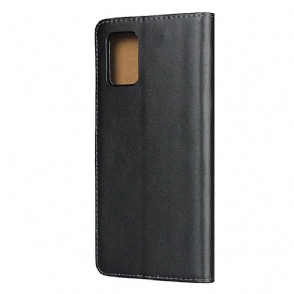 Cover voor Samsung Galaxy A51 5G Anti-fall Portemonnee Leren Folio-hoesje - Zwart