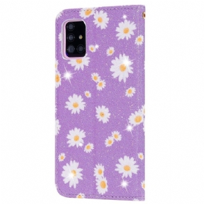 Folio-hoesje voor Samsung Galaxy A51 5G Madeliefjes - Paars