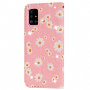 Folio-hoesje voor Samsung Galaxy A51 5G Madeliefjes - Roze