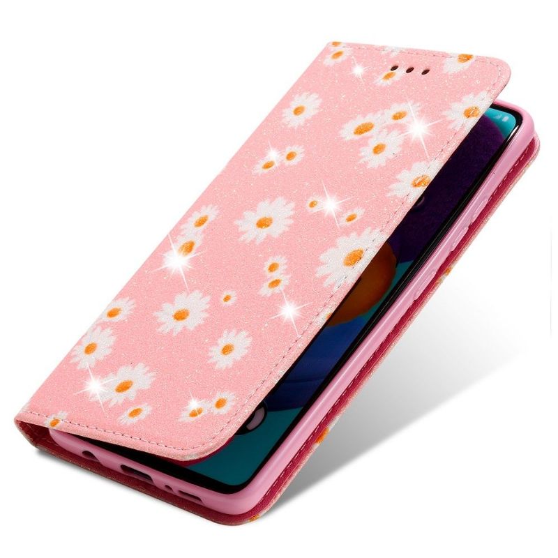 Folio-hoesje voor Samsung Galaxy A51 5G Madeliefjes - Roze
