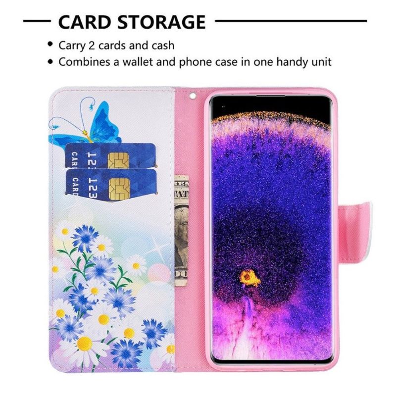 Folio-hoesje voor Oppo Reno 7 Vlinder En Madeliefjes
