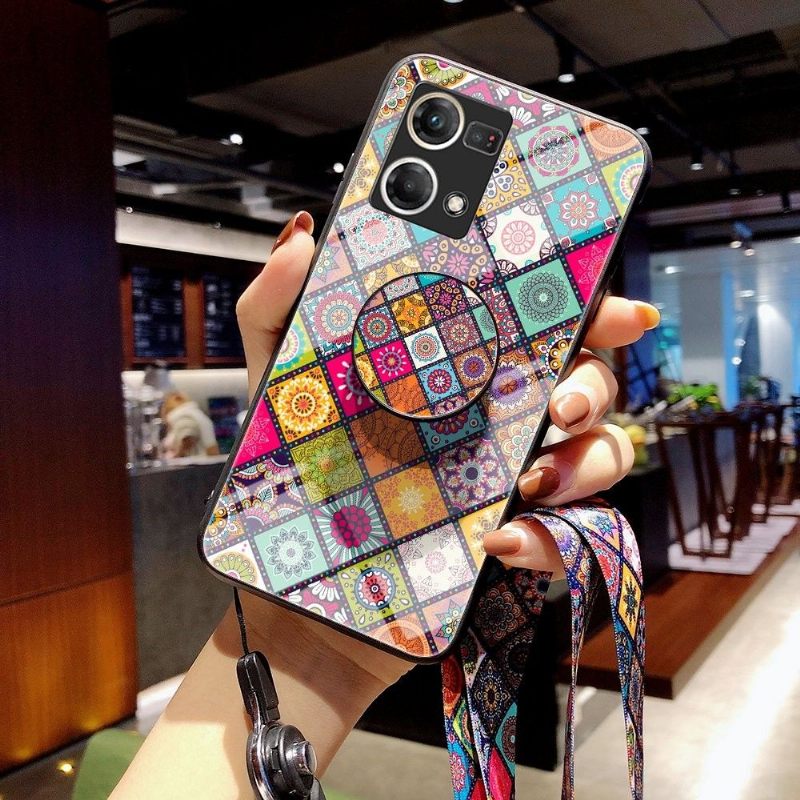 Hoesje voor Oppo Reno 7 Anti-fall Mandala Caleidoscoop Met Standaard
