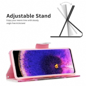Leren Hoesje voor Oppo Reno 7 Gekleurde Bloemblaadjes