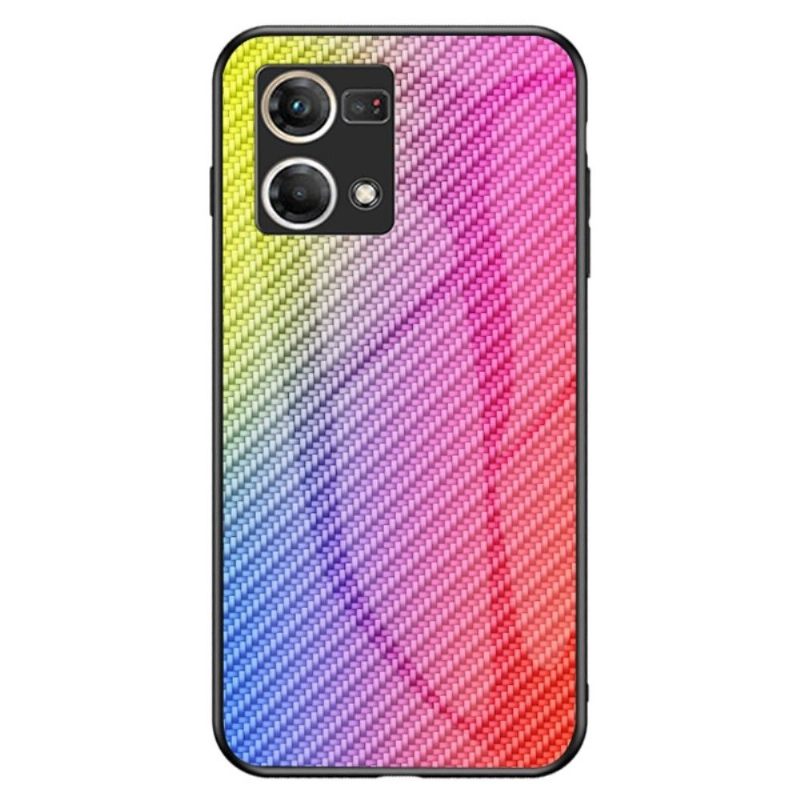 Telefoonhoesje voor Oppo Reno 7 Bescherming Gehard Glas In Koolstofvezelstijl