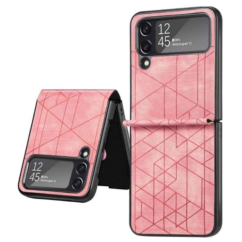Hoesje voor Samsung Galaxy Z Flip 3 5G Folio-hoesje Leereffect Geometrische Lijnen