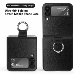 Hoesje voor Samsung Galaxy Z Flip 3 5G Kunstleer Ring