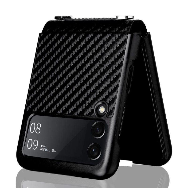 Hoesje voor Samsung Galaxy Z Flip 3 5G Met Ketting Koolstofvezeltextuur