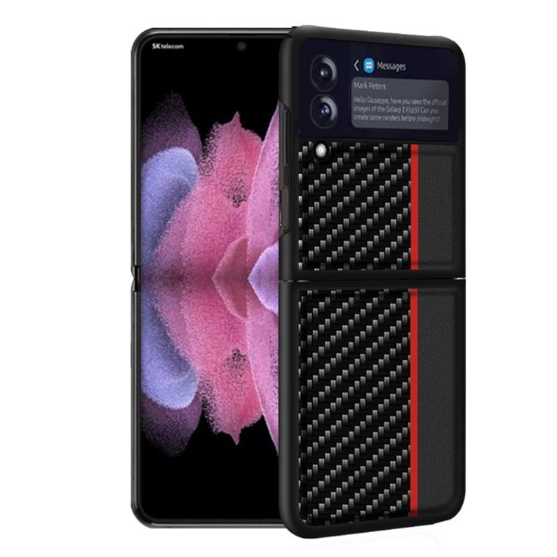 Telefoonhoesje voor Samsung Galaxy Z Flip 3 5G Sport Koolstofvezel