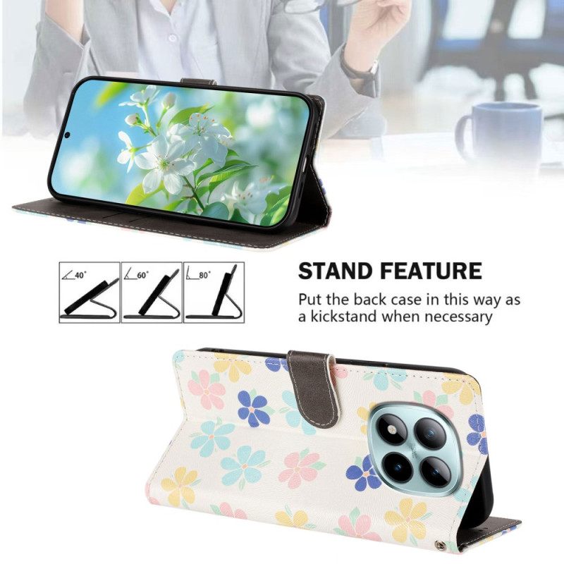 Flip Case Leren Xiaomi Redmi Note 15 Pro Plus 5g Kleine Bloemen