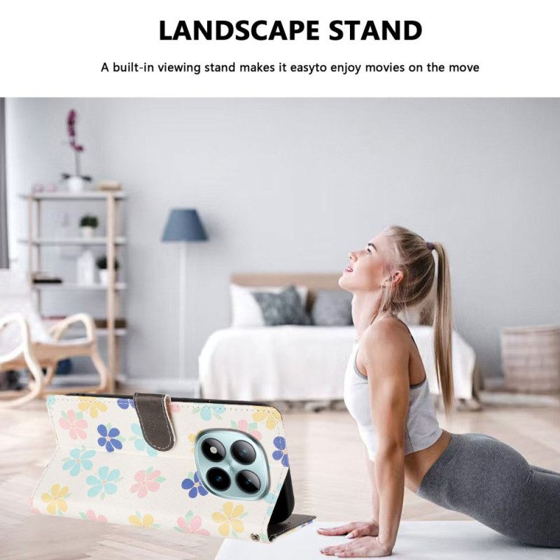 Flip Case Leren Xiaomi Redmi Note 15 Pro Plus 5g Kleine Bloemen