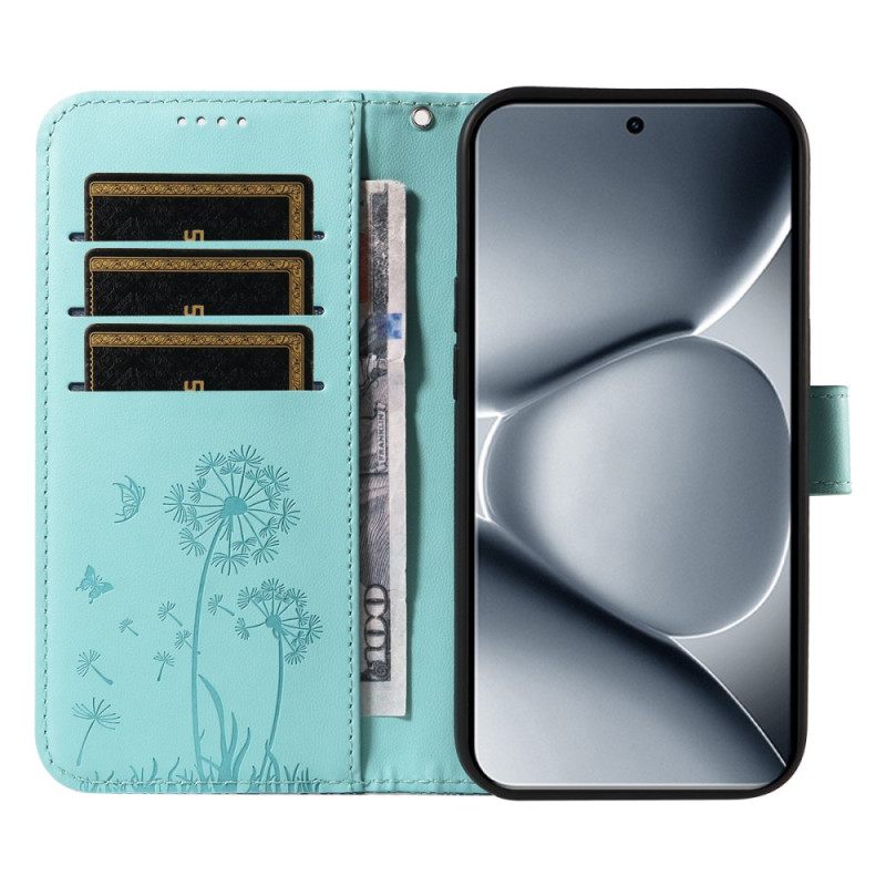 Flip Case Leren Xiaomi Redmi Note 15 Pro Plus 5g Paardenbloempatroon En Bandje