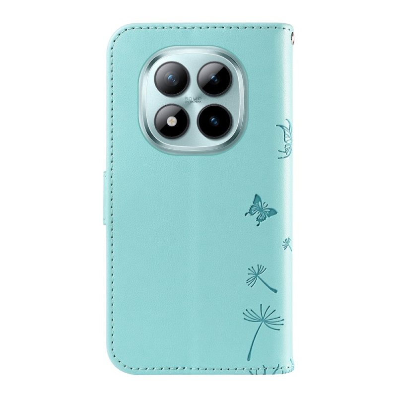 Flip Case Leren Xiaomi Redmi Note 15 Pro Plus 5g Paardenbloempatroon En Bandje