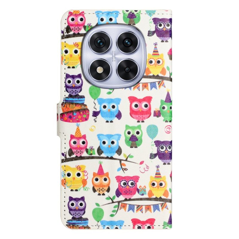 Flip Case Leren Xiaomi Redmi Note 15 Pro Plus 5g Uilenpatroon