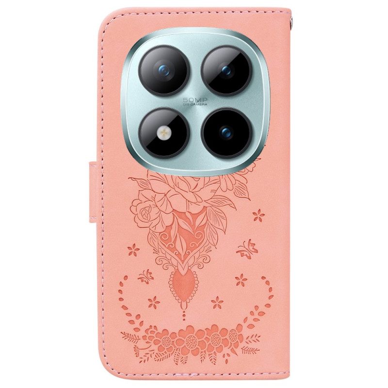 Flip Case Leren Xiaomi Redmi Note 15 Pro Plus 5g Vlinders En Rozen