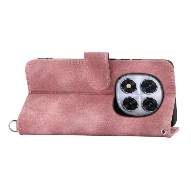 Folio-hoesje Xiaomi Redmi Note 15 Pro Plus 5g Bloemenpatroon Met Schouderband En Riem