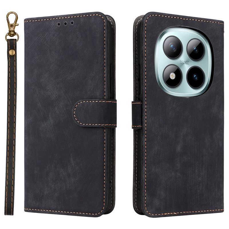 Folio-hoesje Xiaomi Redmi Note 15 Pro Plus 5g Suède-effect Met Bandje