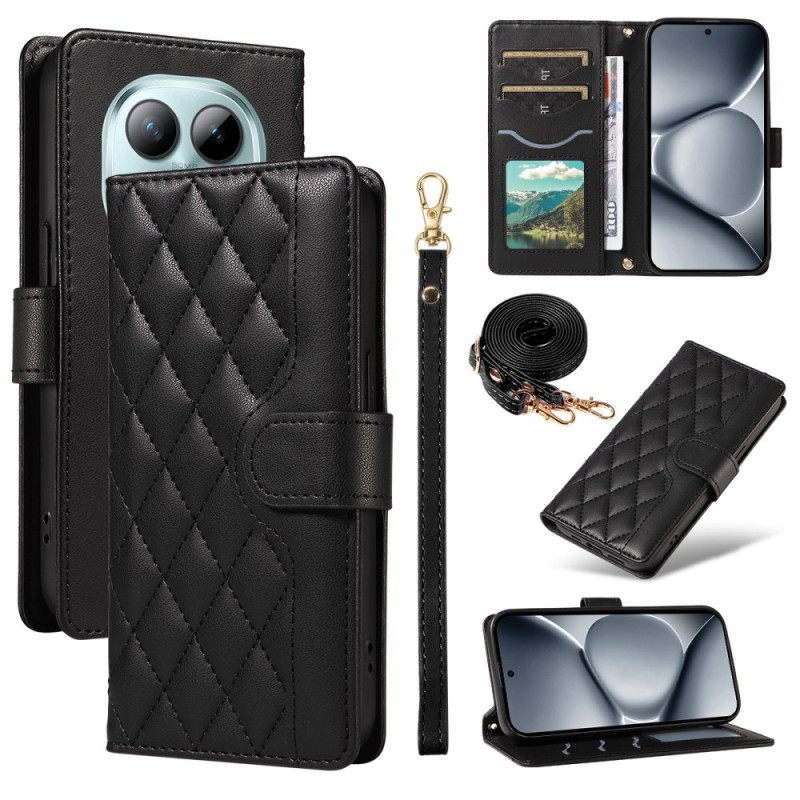 Folio-hoesje Xiaomi Redmi Note 15 Pro Plus 5g Telefoonhoesje Gewatteerd Met Bandje En Schouderband