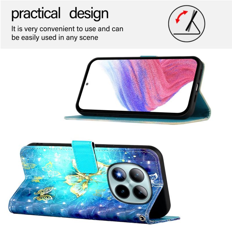 Folio-hoesje Xiaomi Redmi Note 15 Pro Plus 5g Telefoonhoesje Gouden Vlinders