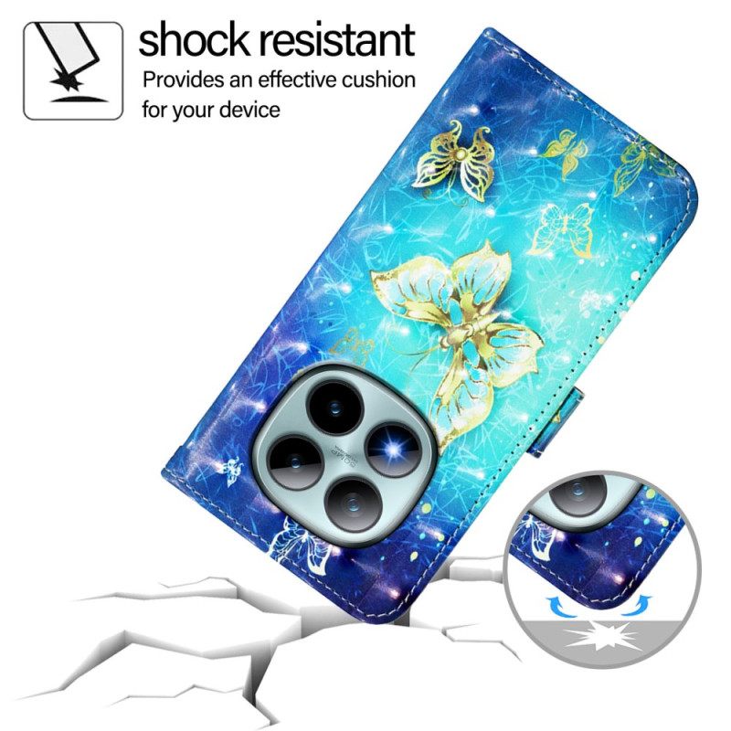 Folio-hoesje Xiaomi Redmi Note 15 Pro Plus 5g Telefoonhoesje Gouden Vlinders