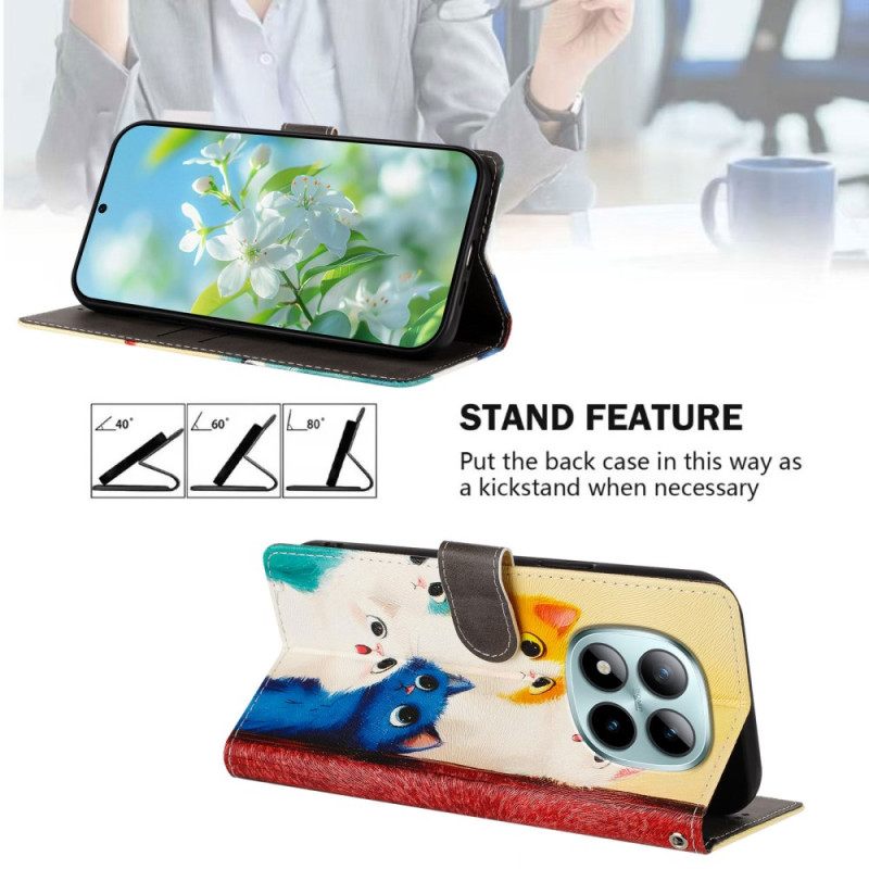 Folio-hoesje Xiaomi Redmi Note 15 Pro Plus 5g Telefoonhoesje Kleurrijke Katten