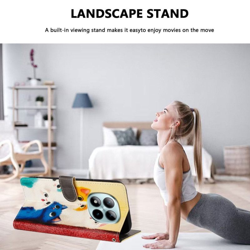 Folio-hoesje Xiaomi Redmi Note 15 Pro Plus 5g Telefoonhoesje Kleurrijke Katten