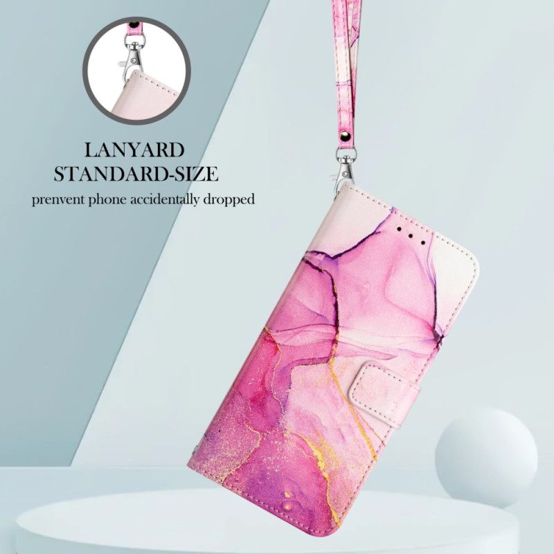 Folio-hoesje Xiaomi Redmi Note 15 Pro Plus 5g Telefoonhoesje Marmer Met Bandje