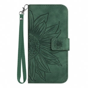 Folio-hoesje Xiaomi Redmi Note 15 Pro Plus 5g Zonnebloemprint Met Bandje