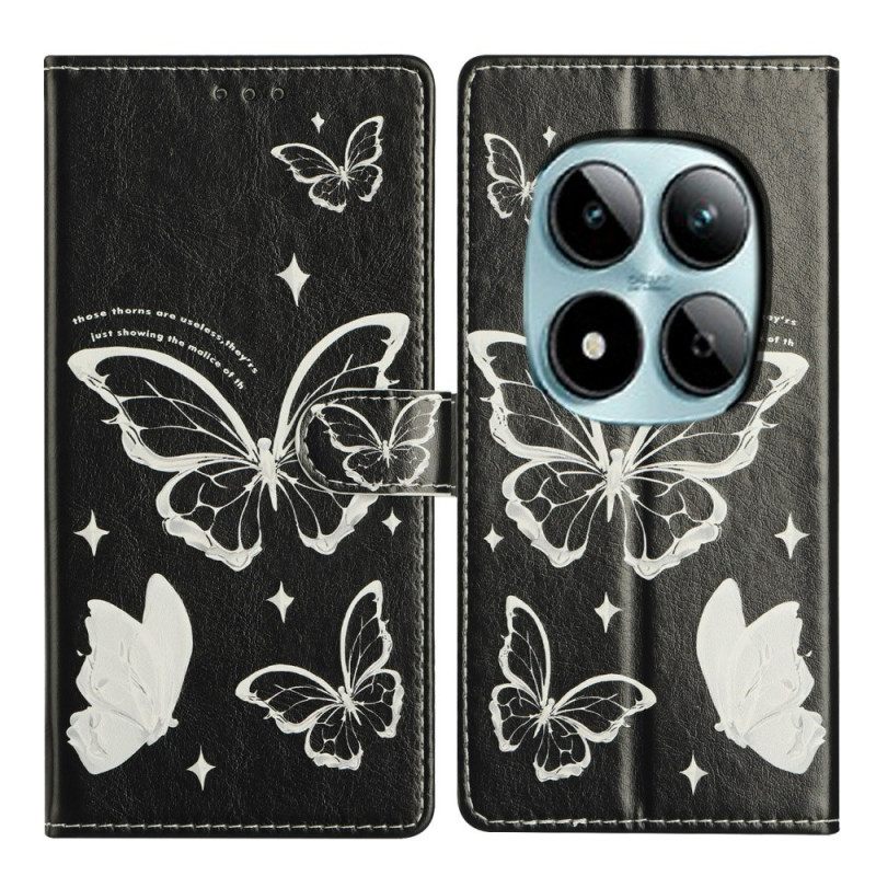 Folio-hoesje Xiaomi Redmi Note 15 Pro Plus 5g Zwart-witte Vlinders