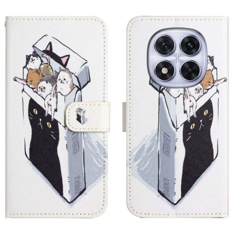 Leren Hoesje Voor Xiaomi Redmi Note 15 Pro Plus 5g Katten In Een Doos