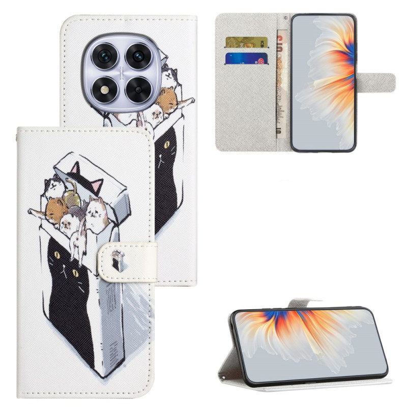 Leren Hoesje Voor Xiaomi Redmi Note 15 Pro Plus 5g Katten In Een Doos