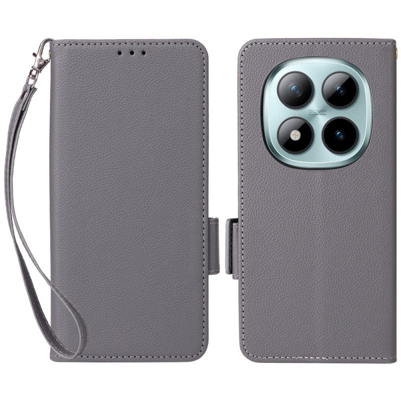 Leren Hoesje Voor Xiaomi Redmi Note 15 Pro Plus 5g Lychee Kunstleer Met Bandje