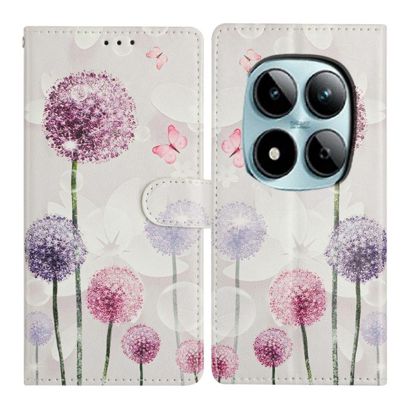 Leren Hoesje Voor Xiaomi Redmi Note 15 Pro Plus 5g Paardenbloemen