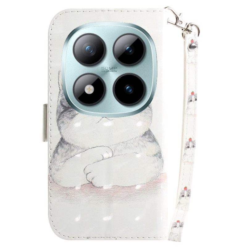 Leren Hoesje Voor Xiaomi Redmi Note 15 Pro Plus 5g Schattige Kat Met Riem