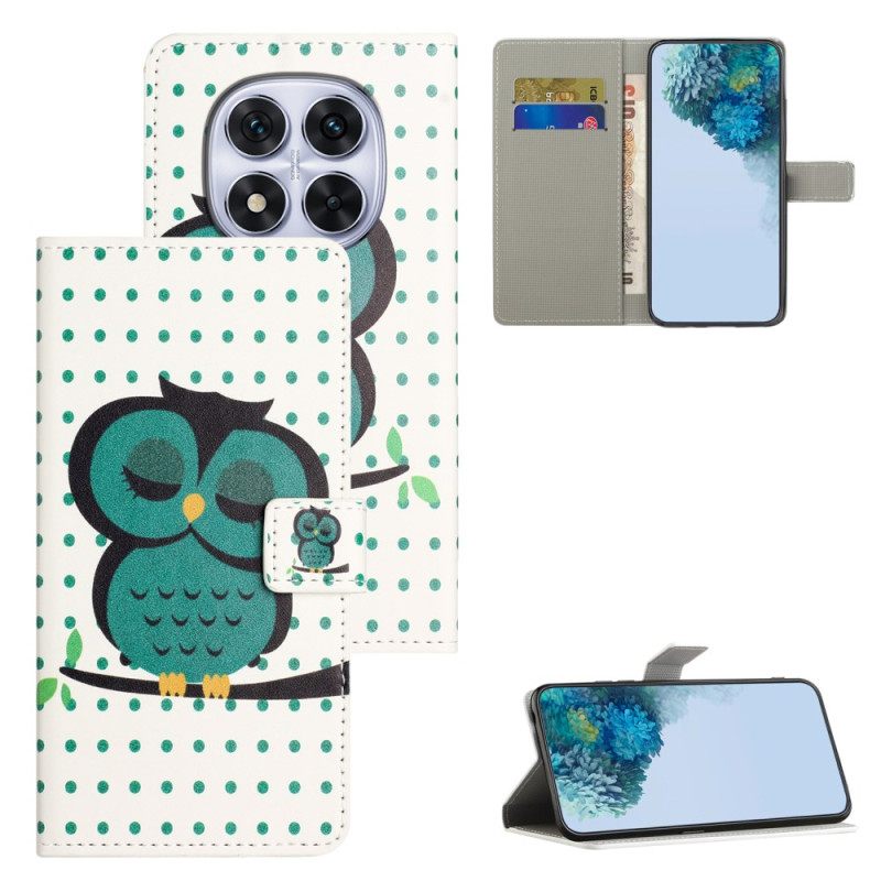 Leren Hoesje Voor Xiaomi Redmi Note 15 Pro Plus 5g Slapende Uil