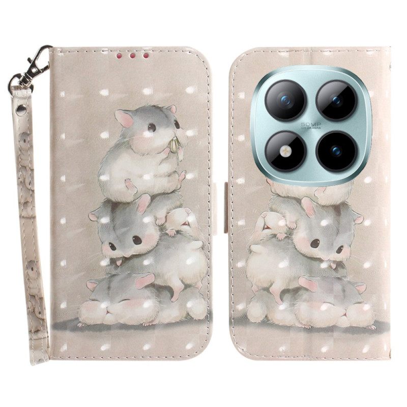 Leren Hoesje Voor Xiaomi Redmi Note 15 Pro Plus 5g Stapel Van Hamsters Met Riem