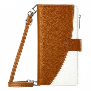 Leren Hoesje Voor Xiaomi Redmi Note 15 Pro Plus 5g Tweekleurig Met Bandjes