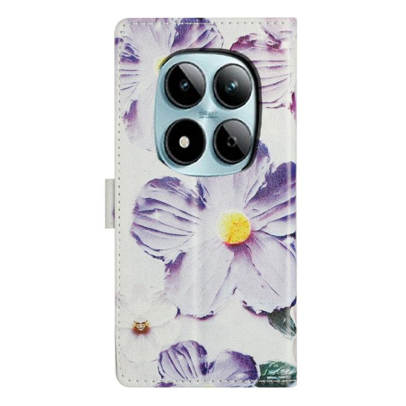 Leren Hoesje Voor Xiaomi Redmi Note 15 Pro Plus 5g Viooltjes