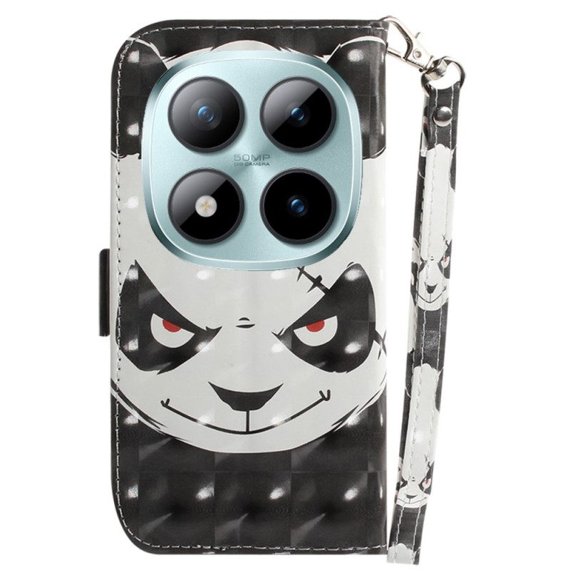Leren Hoesje Xiaomi Redmi Note 15 Pro Plus 5g Boze Panda Met Bandjes