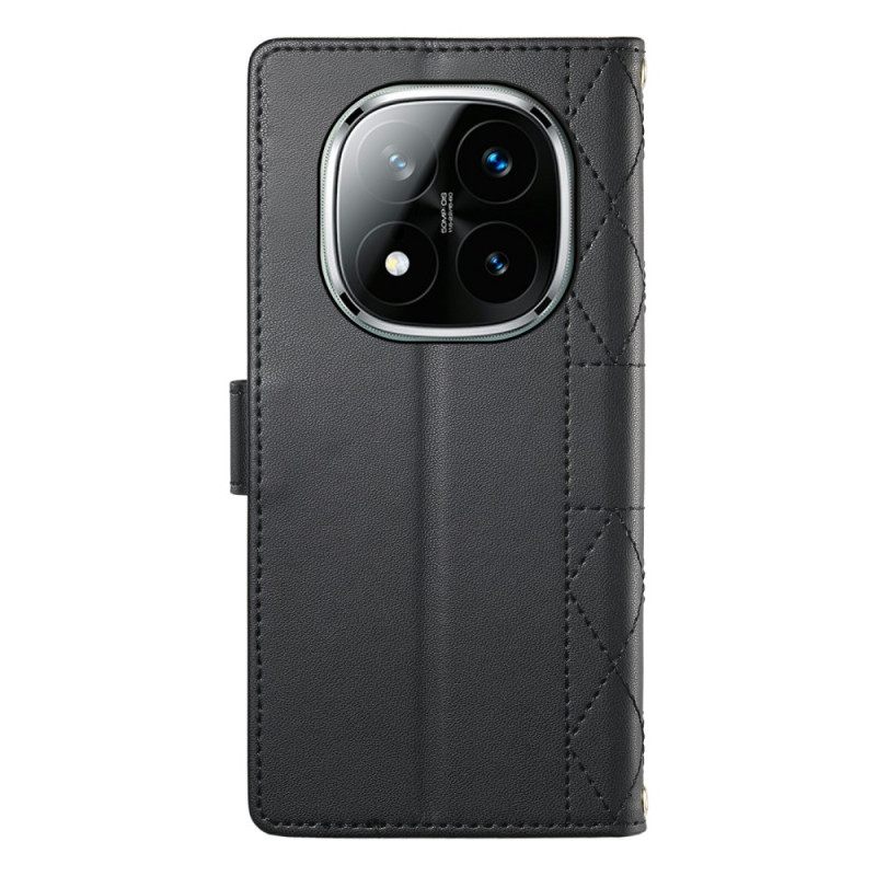 Leren Hoesje Xiaomi Redmi Note 15 Pro Plus 5g Gewatteerd Met Bandjes Bescherming Hoesje